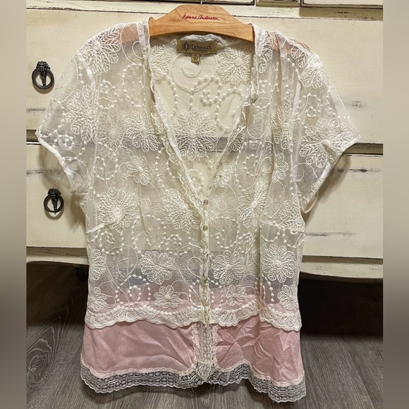 Sale! Democracy Lace Button-Down Blouse - Picture 2 of 3